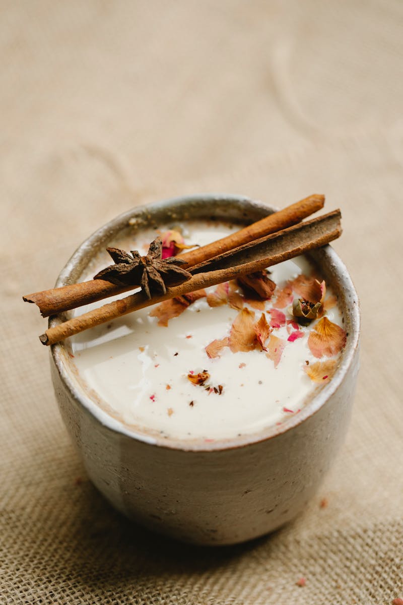 Warm spiced morning drink with cinnamon and adaptogens